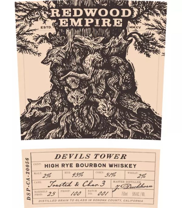Redwood Empire Devils Tower High Rye Bourbon Batch 1 750mL For Discount - Image 2