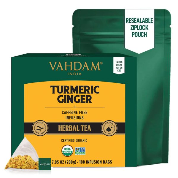 Turmeric Ginger Herbal Tea Tisane, 100 Count Online Hot Sale - Image 3