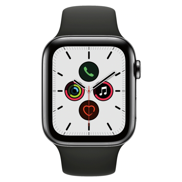Apple Watch Series 5 (GPS + Cellular) 44mm Stainless Steel Case (Black) - Refurbished For Sale - Image 2