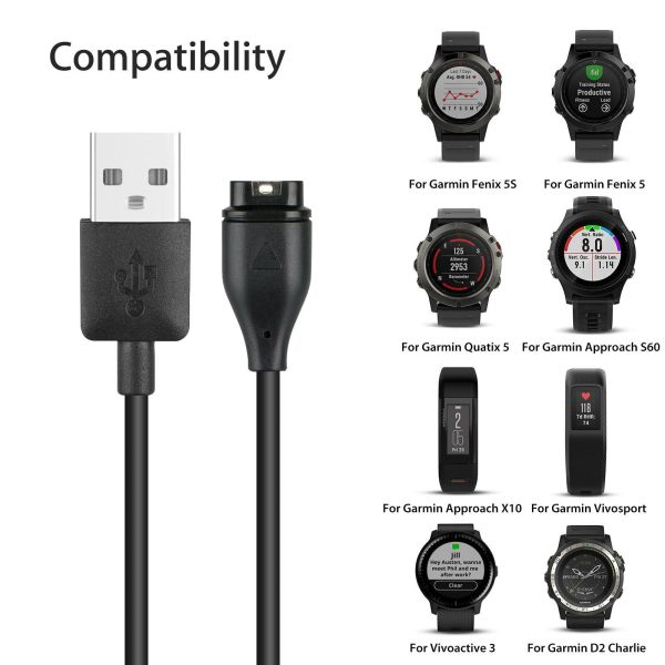 Garmin Smartwatch Replacement Charger Cable USB 1M (Black) - Accessories For Discount - Image 2