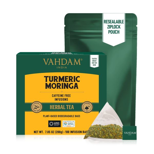 Turmeric Moringa Herbal Tea Tisane, 100 Count Online now - Image 4