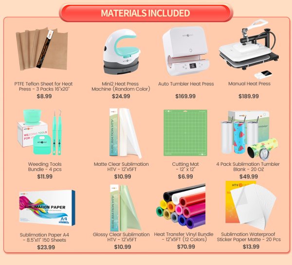 HTVRONT Manual Heat Press Machine 15  x 15  110V + Auto Tumbler Heat Press Machine + Materials Bundle Sale - Image 3
