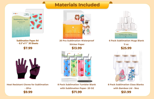 [Premium Bundle] Auto Tumbler Heat Press Machine 120V+Premium Box(30pcs Sublimation Paper+8pack Sublimation Tumbler 20 OZ+8Pack 4Pack Sublimation Glass 16oz+6pack 12pack Sublimation Mugs Or Mini2 Heat Press+Sticker Paper*20+Tools) on Sale - Image 3