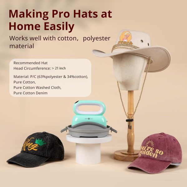 [Easter Offer]HTVRONT Hat Heat Press Machine+Limited Time Bundle(Baseball Cap Blank+Glitter HTV*5+Holographic HTV*6+Sumblimation Paper*30+Sumblimation HTV*5+Gloves≥72＄) Online Sale - Image 4