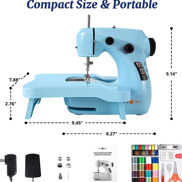 Mini Sewing Machine for Beginners + Extension Table + 42 Pcs Sewing Set +Neddle Threadar+4pcs Metal Bobbins Online - Image 3