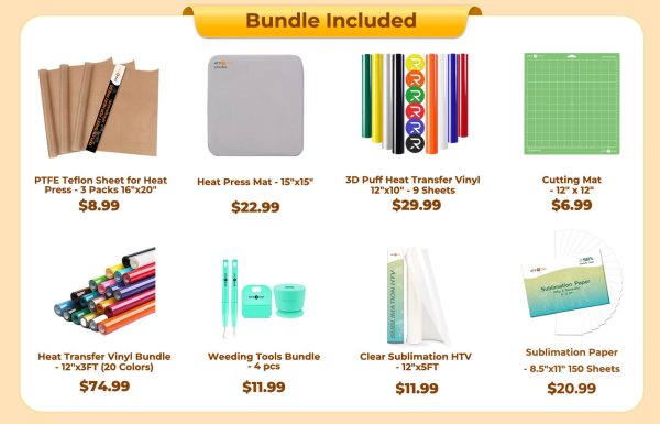 [Ultimate Premium Bundle]HTVRONT Auto2 Heat Press+Starter Kit(Multicolor HTV Roll*20+150 sheets Sublimation Paper A4+Sublimation HTV Roll+PUFF HTV*9+Mini2 Heat Press Machine+Heat Press Mat+PTFE Teflon Sheet+Weeding Tools≥225＄) Fashion - Image 2