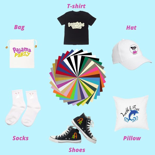 Glitter HTV Heat Transfer Vinyl for T-Shirts 36 Sheets 12 x10 （3 Glitter+1 Teflon Sheet） For Cheap - Image 5