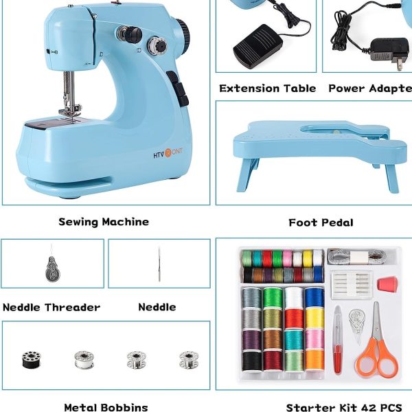 Mini Sewing Machine for Beginners + Extension Table + 42 Pcs Sewing Set +Neddle Threadar+4pcs Metal Bobbins Online - Image 4