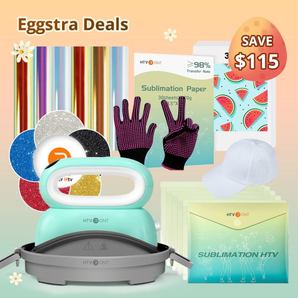 [Easter Offer]HTVRONT Hat Heat Press Machine+Limited Time Bundle(Baseball Cap Blank+Glitter HTV*5+Holographic HTV*6+Sumblimation Paper*30+Sumblimation HTV*5+Gloves≥72＄) Online Sale