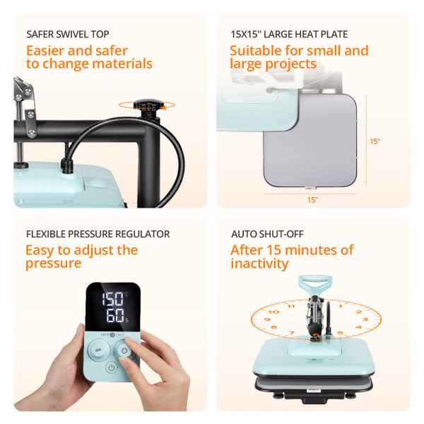 [Special Price] HTVRONT Manual Heat Press Machine 15  x 15  110V Online Sale - Image 4